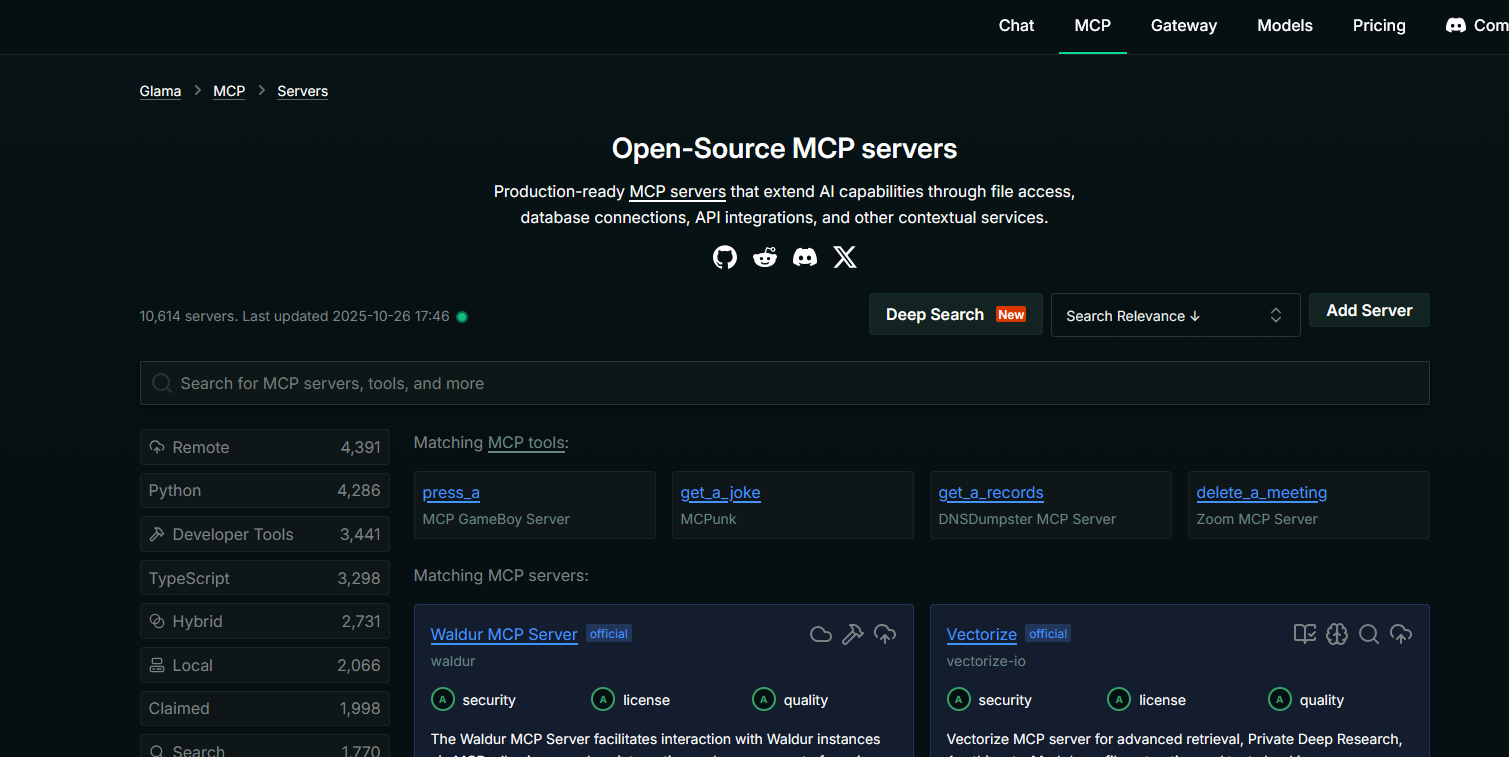 什么是MCP?有超过3000个可接入使用的MCP服务器